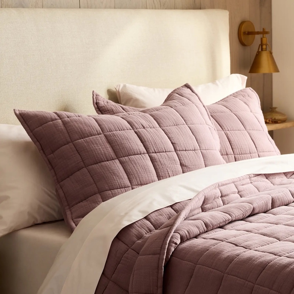 NWT Quince Organic Airy Gauze Box Twin Quilt in Fig - Picture 4 of 7